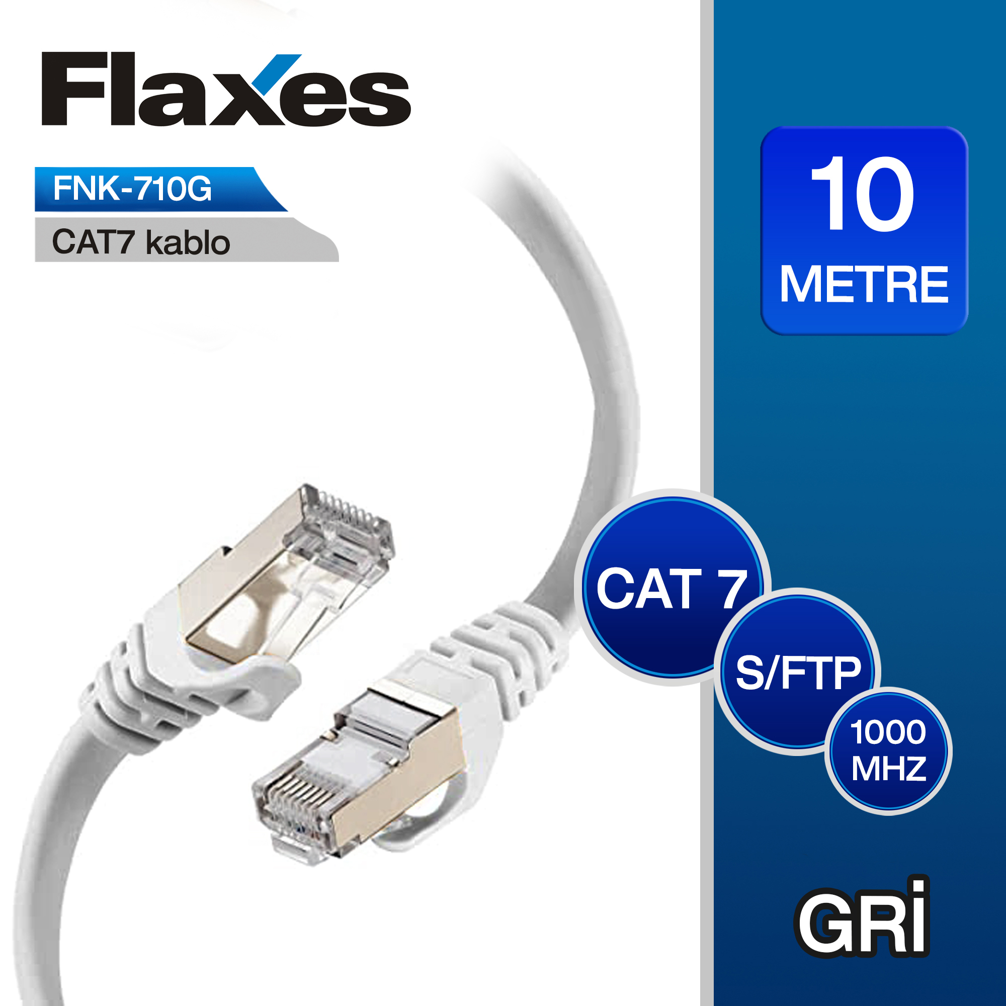 FLAXES FNK-710G CAT7 PATCH KABLO 10 METRE GRİ